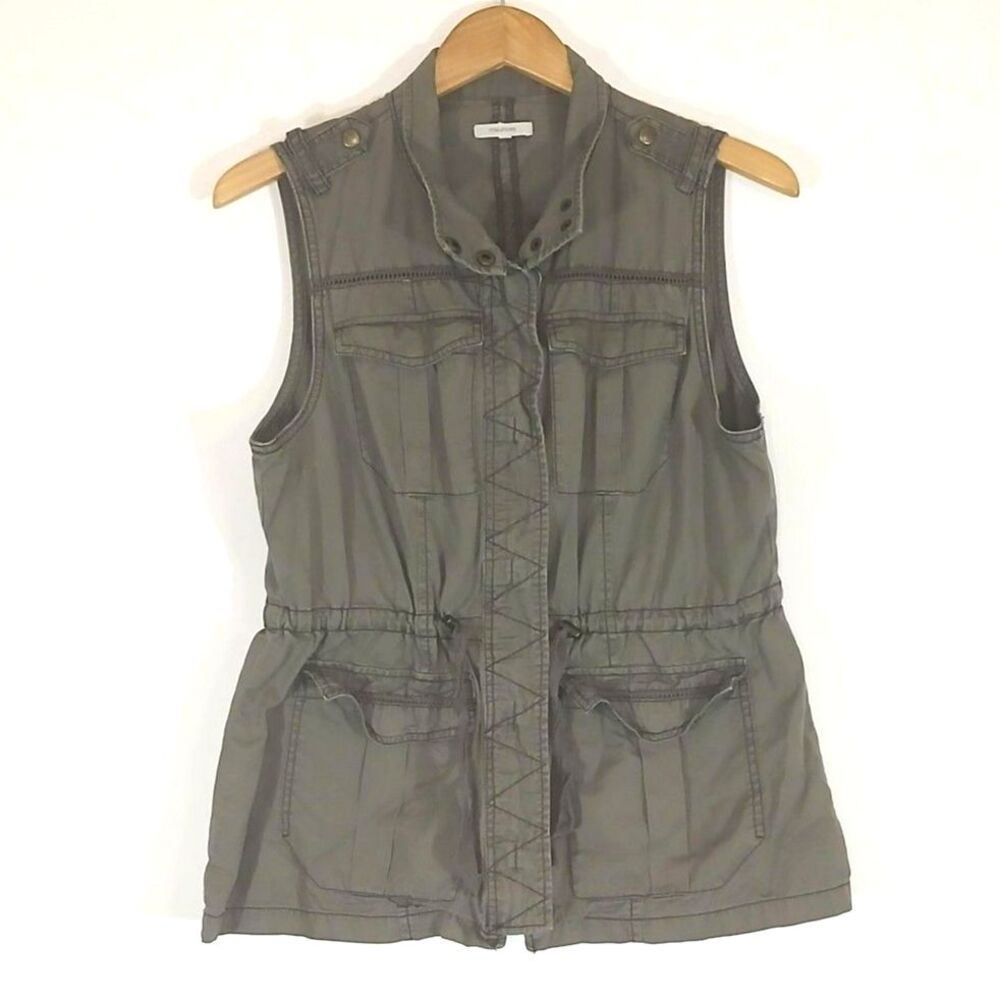Maurices Utility Cargo Vest Size L Olive Green Cotton